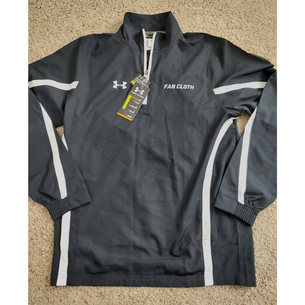 Under Armour Pullover Men's Size S UA Team 1/4 Zip Fan Cloth Light Gear Black‎